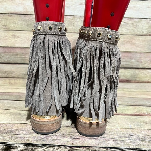 Micheal Kors Grey Suede Fringe Ankle Boots - Picture 6 of 9